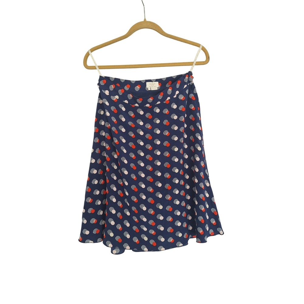 Kate Spade New York Spring Blue Red White Dot Silk Skirt Sz‎ 6
